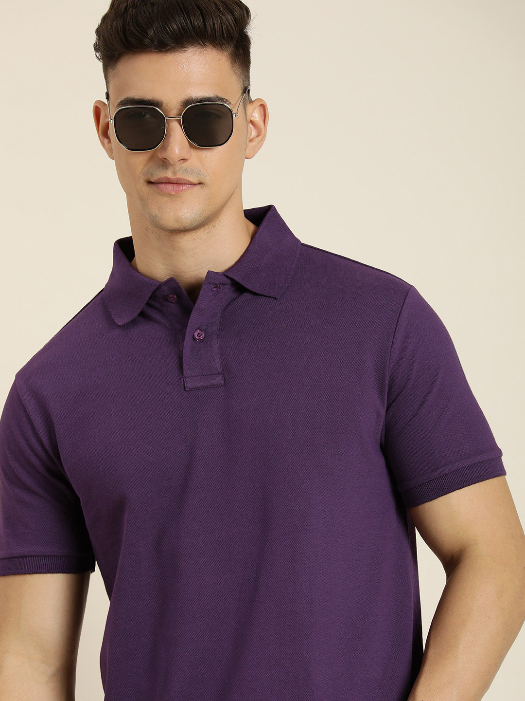 

DILLINGER Men Solid Regular Fit Polo Collar T-shirt, Purple