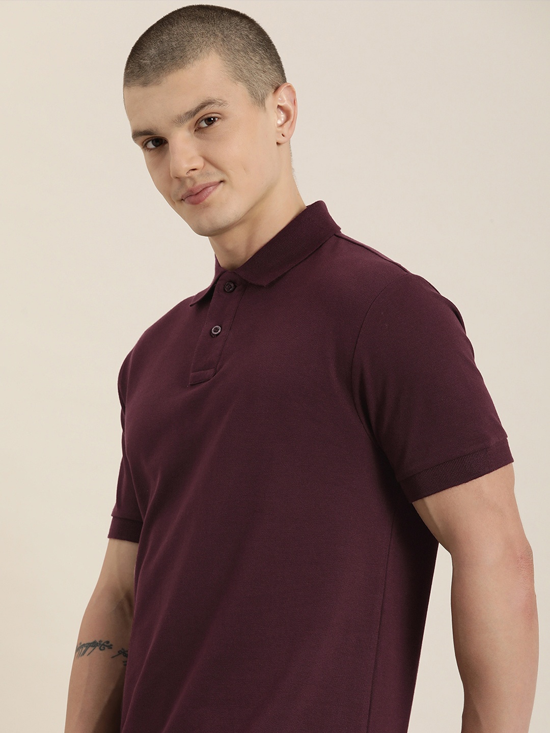 

DILLINGER Men Polo Collar Pure Cotton T-shirt, Burgundy
