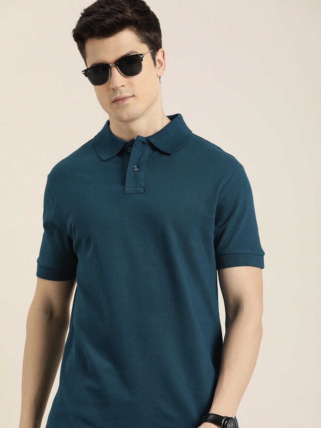 

DILLINGER Men Polo Collar Pure Cotton T-shirt, Teal