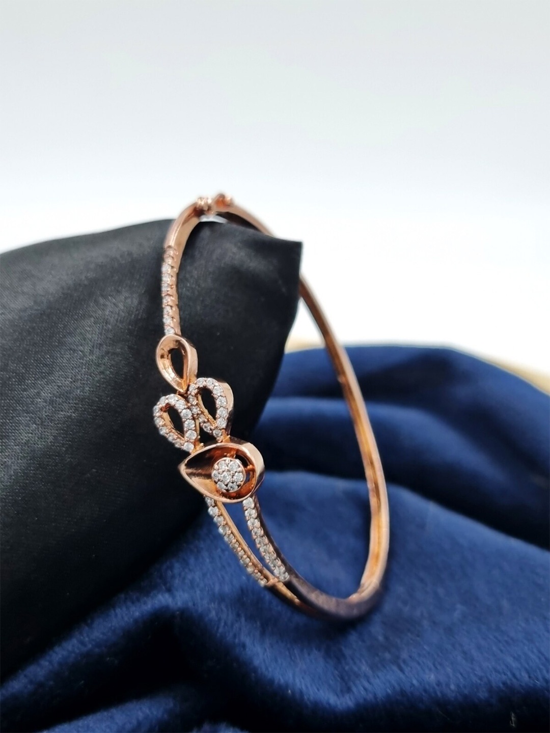 

Anouk Women Rose Gold-Plated Brass American Diamond Kada Bracelet