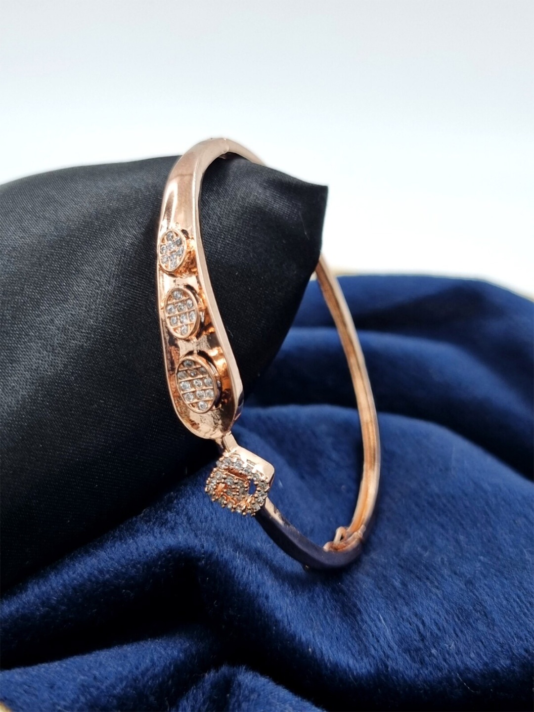 

Anouk Women Rose Gold-Plated Brass American Diamond Kada Bracelet