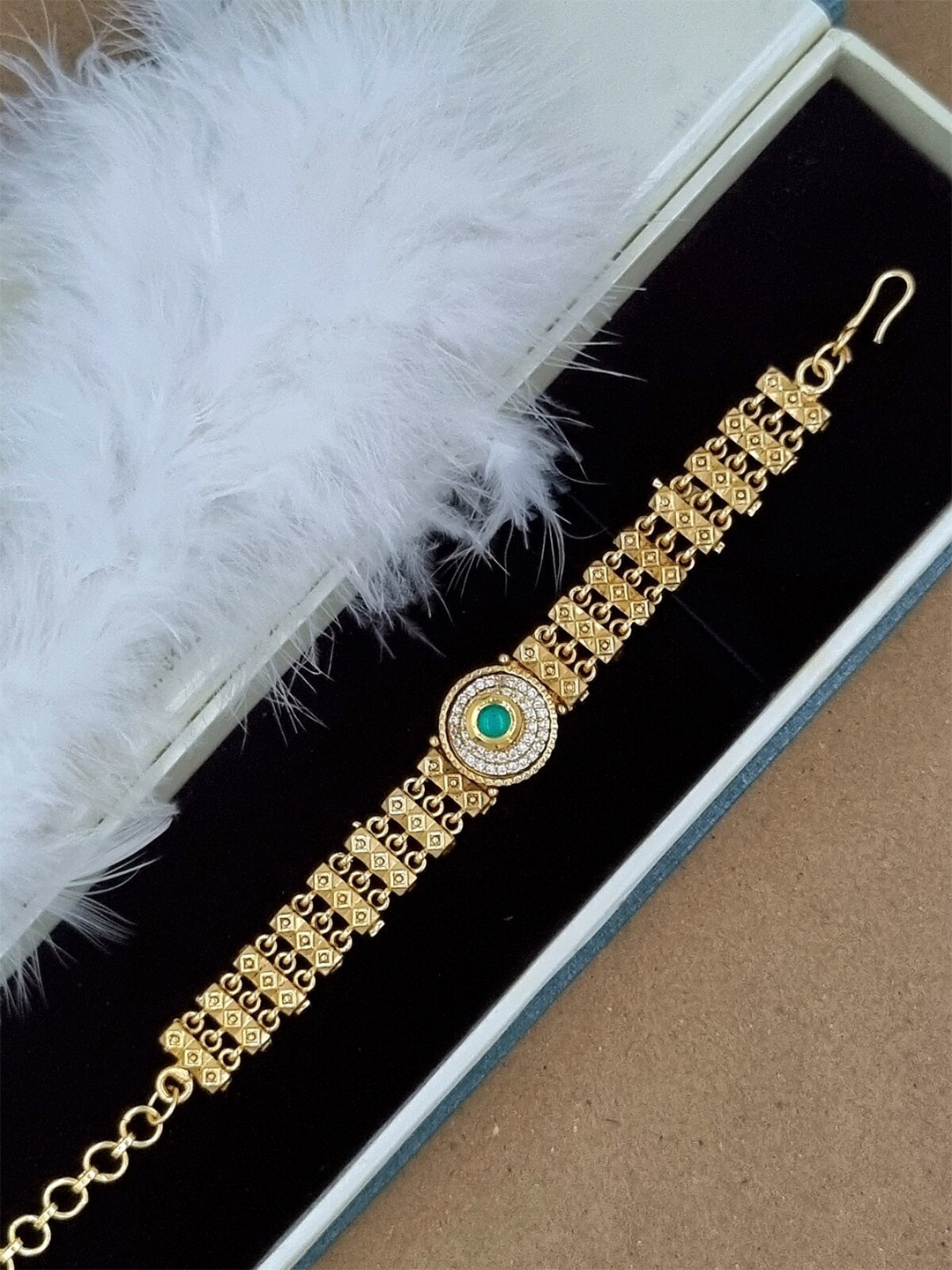 

Anouk Women Gold-Plated Brass Kundan Wraparound Bracelet
