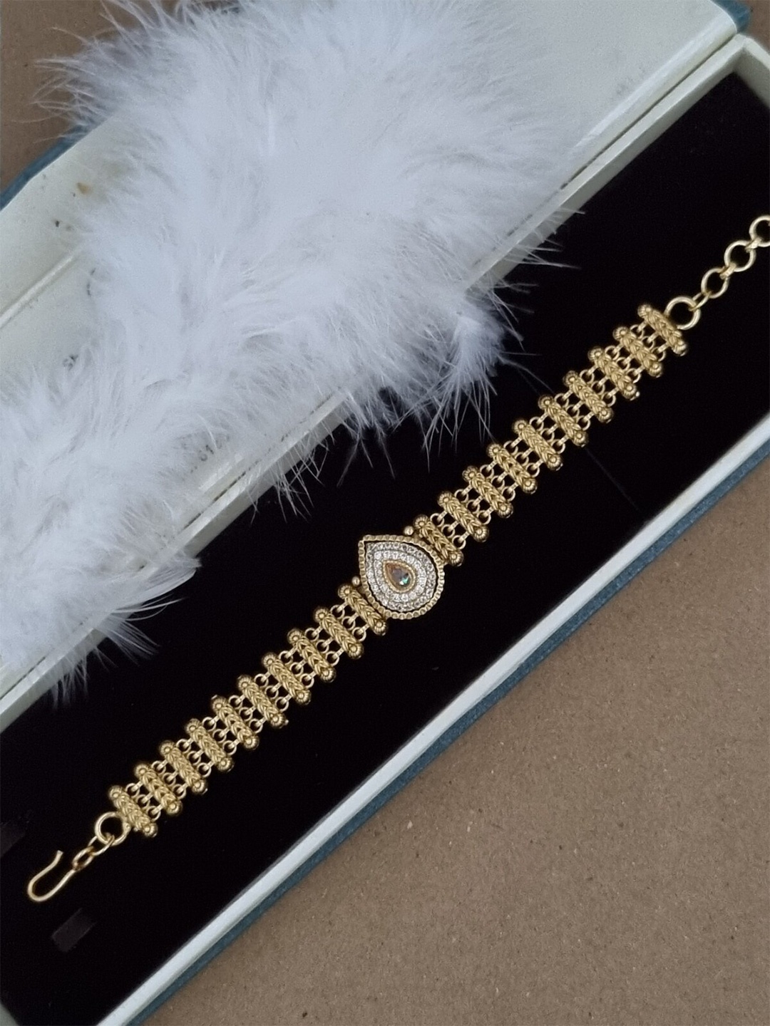 

Anouk Brass Kundan Gold-Plated Wraparound Bracelet