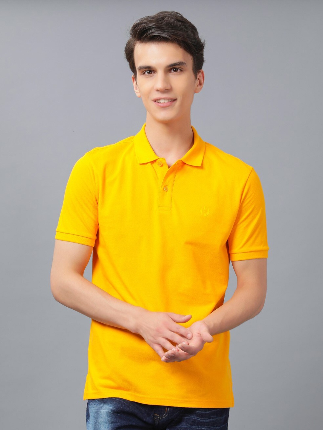 

Nimble Polo Collar Pure Cotton T-shirt, Yellow