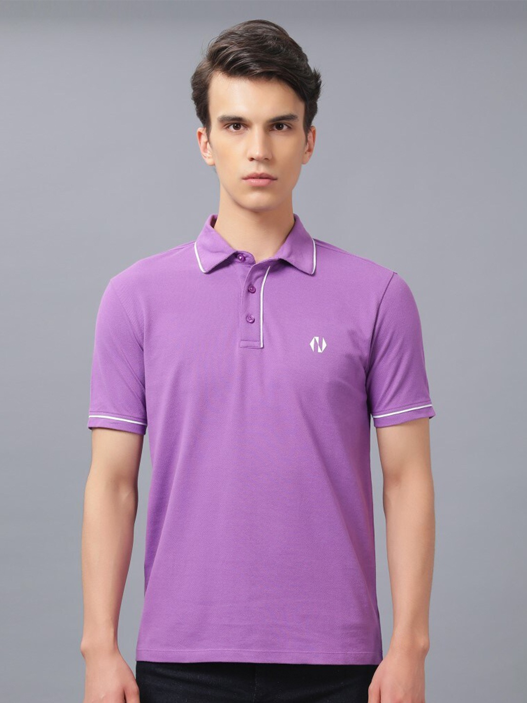 

Nimble Polo Collar Pure Cotton T-shirt, Purple