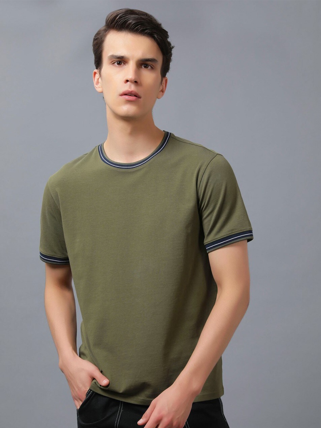 

Nimble Round Neck Pure Cotton T-shirt, Green