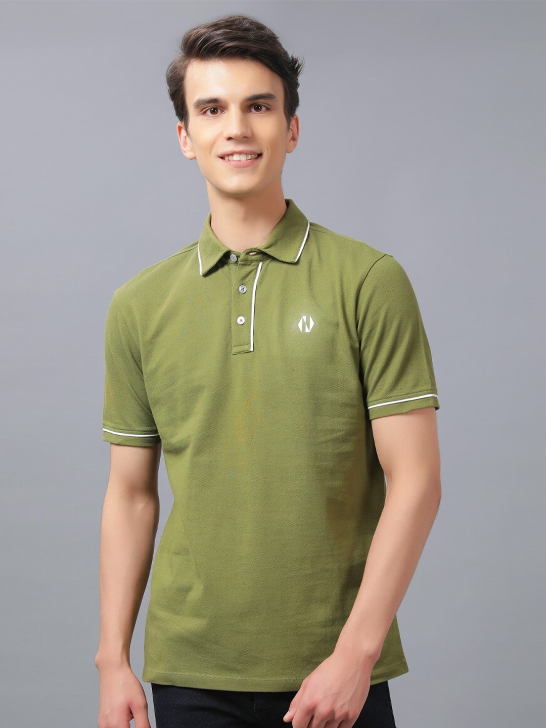 

Nimble Polo Collar Pure Cotton T-shirt, Green