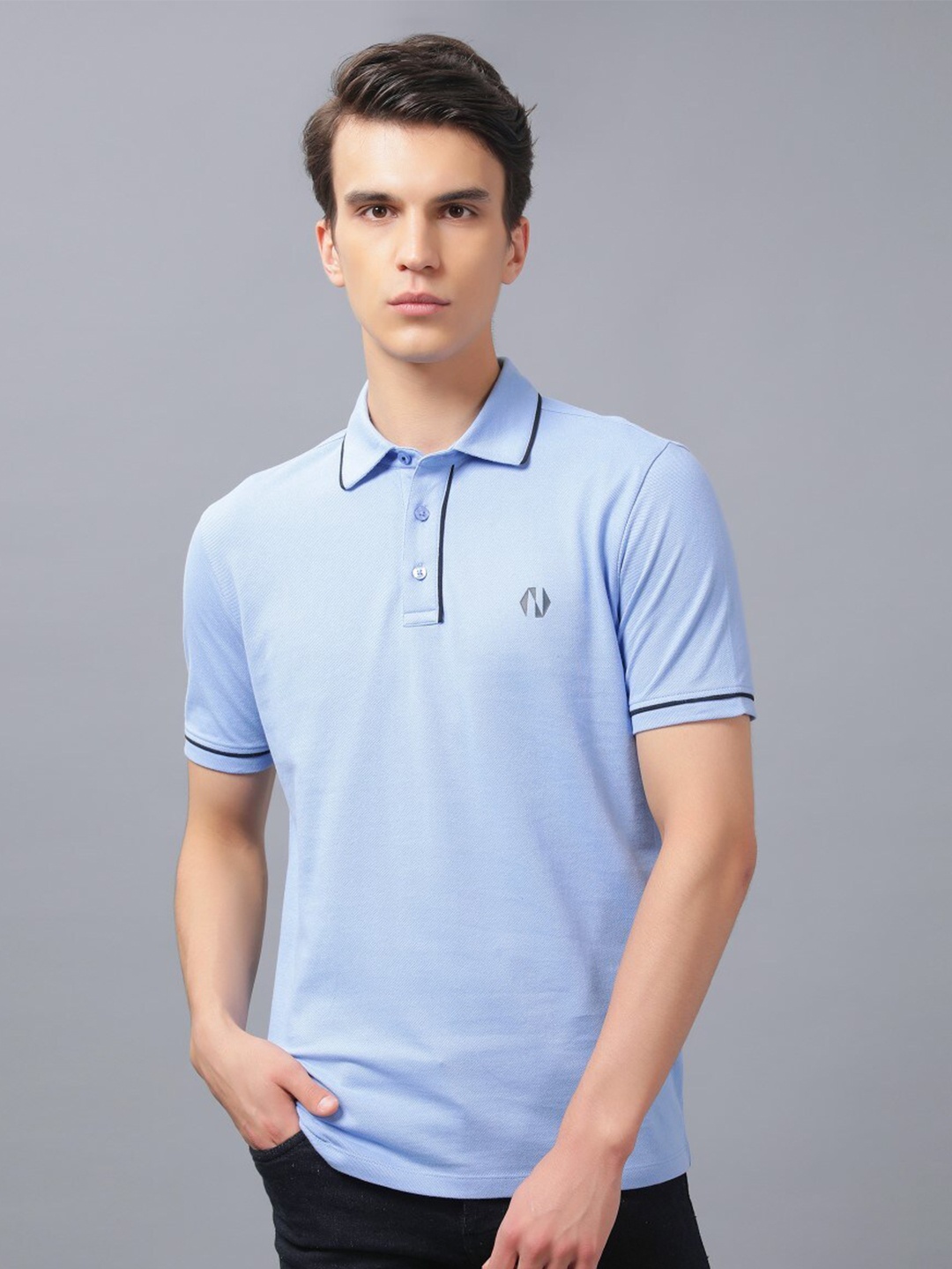 

Nimble Polo Collar Pure Cotton T-shirt, Blue