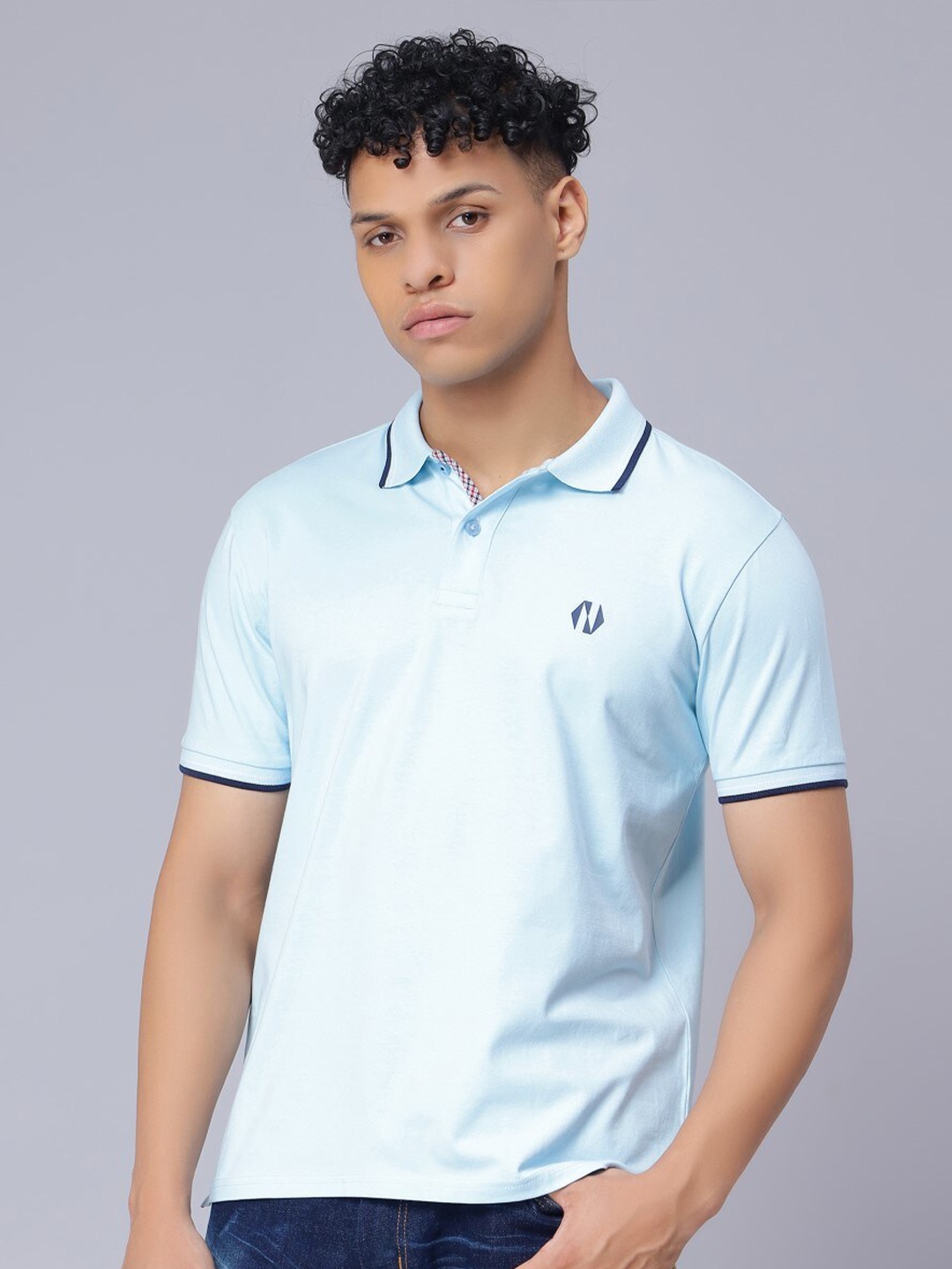 

Nimble Polo Collar Cotton T-shirt, Blue
