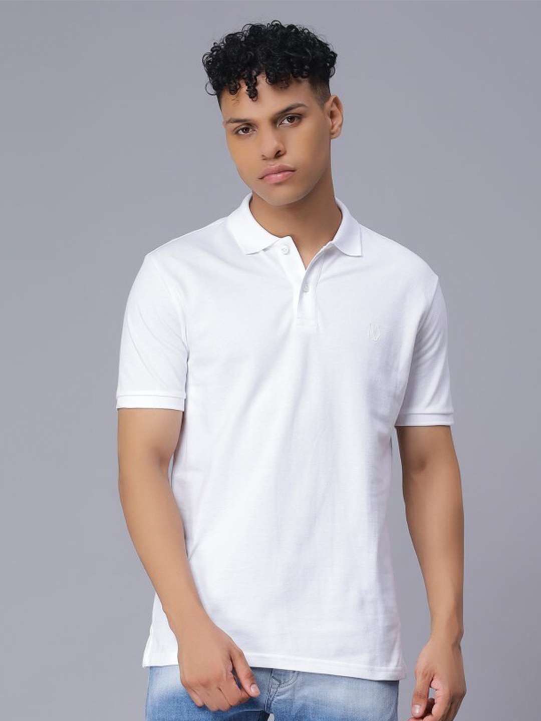 

Nimble Polo Collar Pure Cotton T-shirt, White