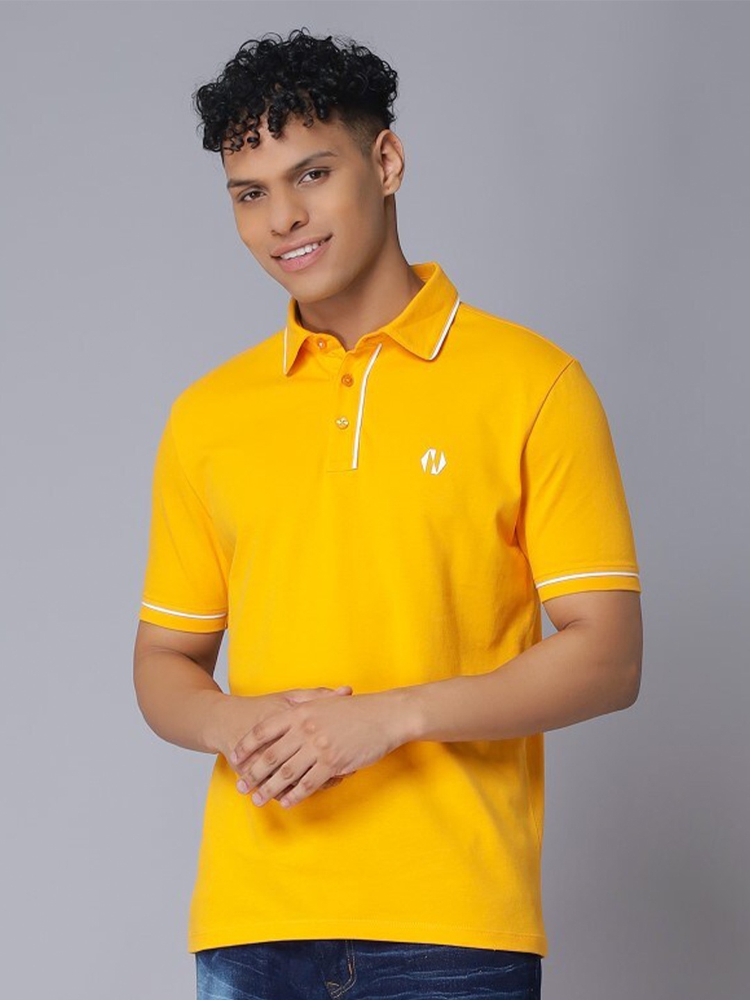 

Nimble Polo Collar Pure Cotton T-shirt, Yellow