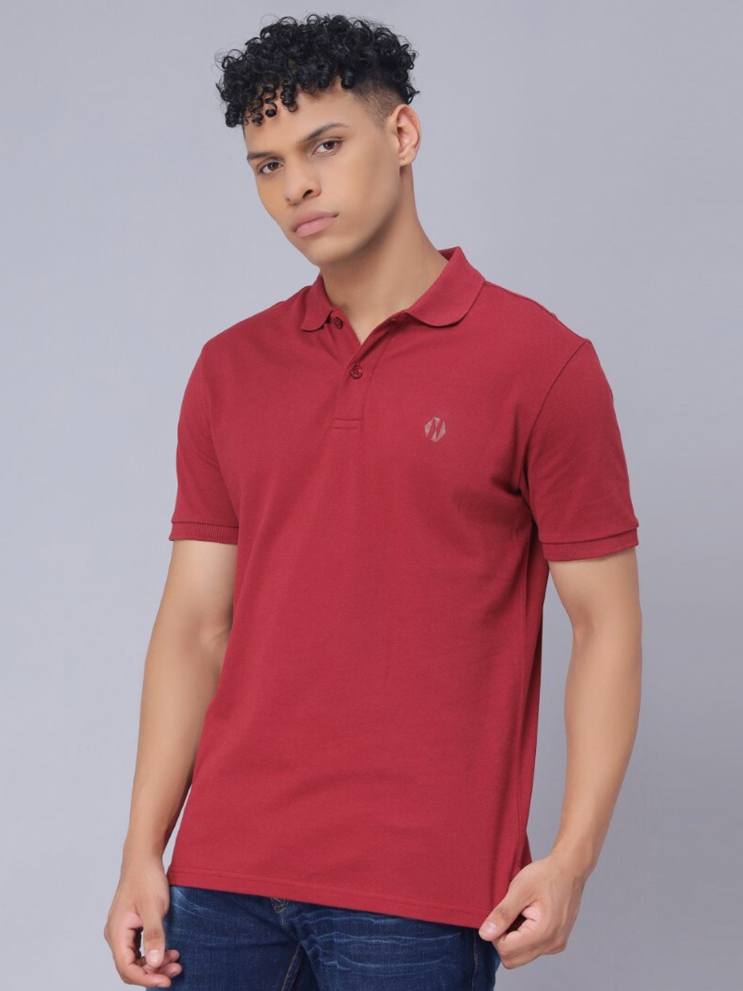 

Nimble Polo Collar Pure Cotton T-shirt, Maroon