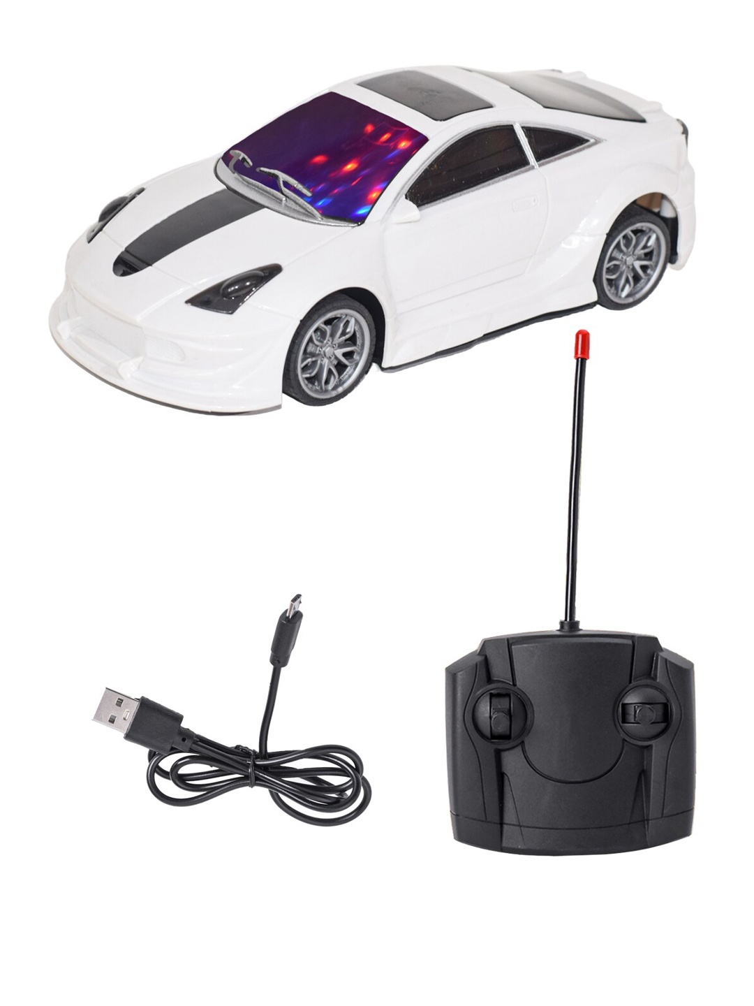 

WISHKEY Kids Racing Car With 3D Lights, White