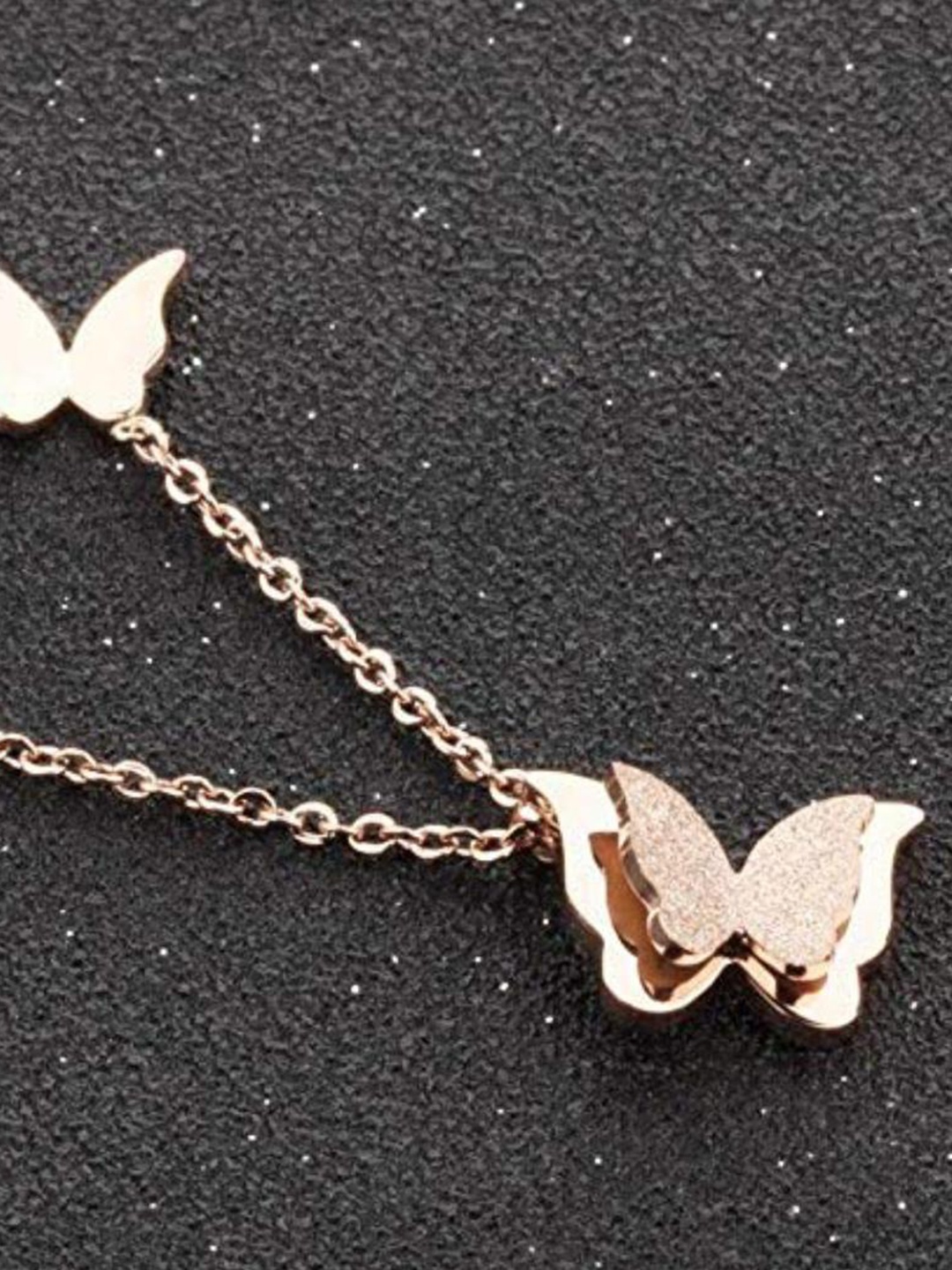 

MYKI Rose Gold-Plated Butterfly Shaped Jewellery Set