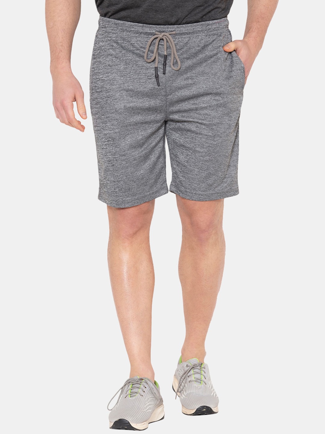 

BODYACTIVE Men Mid-Rise Cotton Running Shorts, Grey