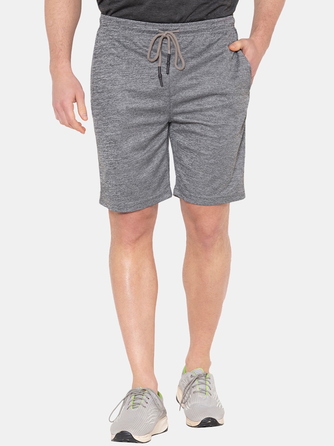 

BODYACTIVE Men Mid-Rise Cotton Running Shorts, Grey