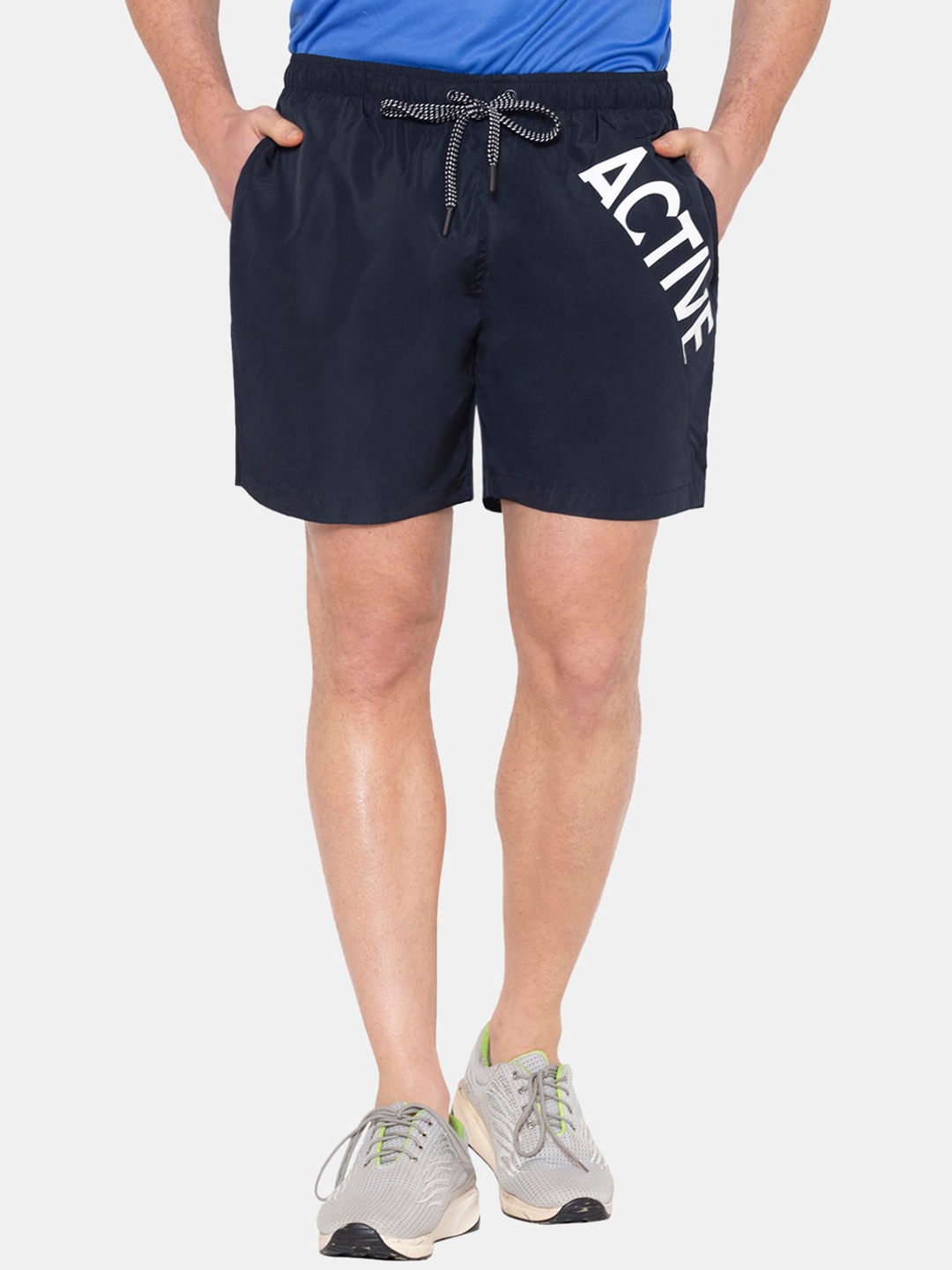 

BODYACTIVE Men Running Mid-Rise Shorts, Blue