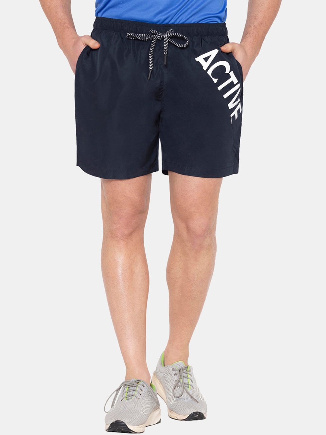 

BODYACTIVE Men Running Mid-Rise Shorts, Blue
