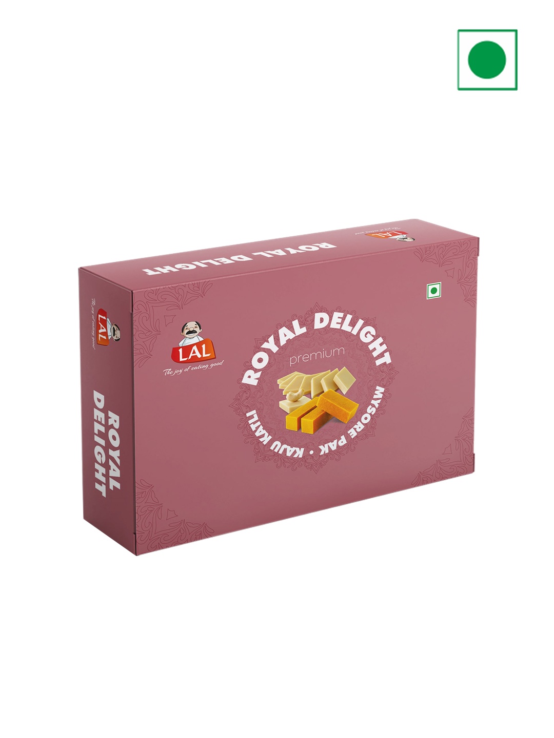 

LAL Lord Krishna Motif Rakhi With Royal Delight 400g, Mauve