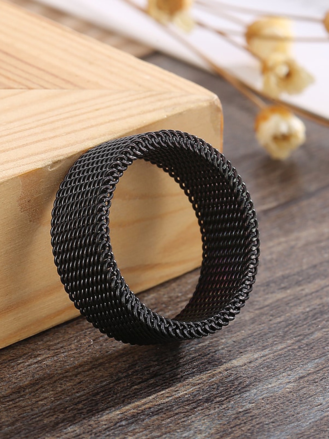 

VIEN Chain Band Stainless Steel Ring, Black