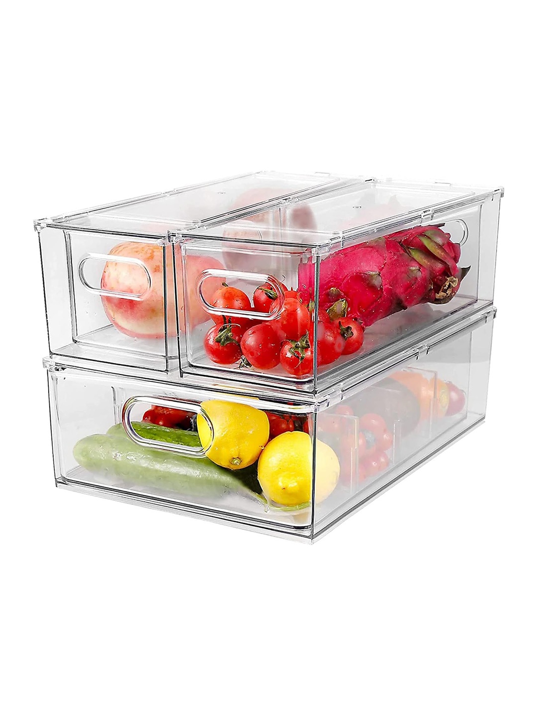 

HOUSE OF QUIRK Transparent 3 Pieces Refrigerator Organisers