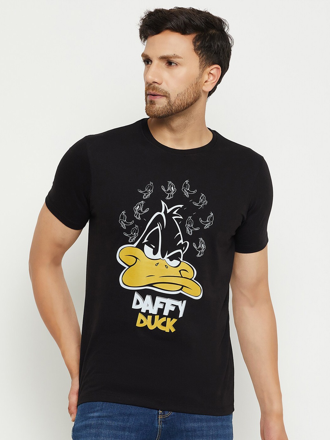 

Wear Your Mind Daffy Duck Printed Pure Cotton Round Neck T-shirt, Black