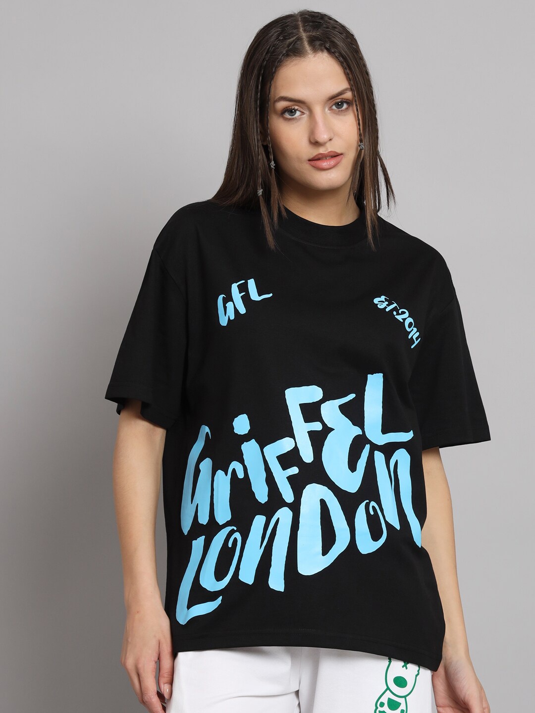 

GRIFFEL Printed Drop-Shoulder Sleeves Oversized Cotton T-shirt, Black