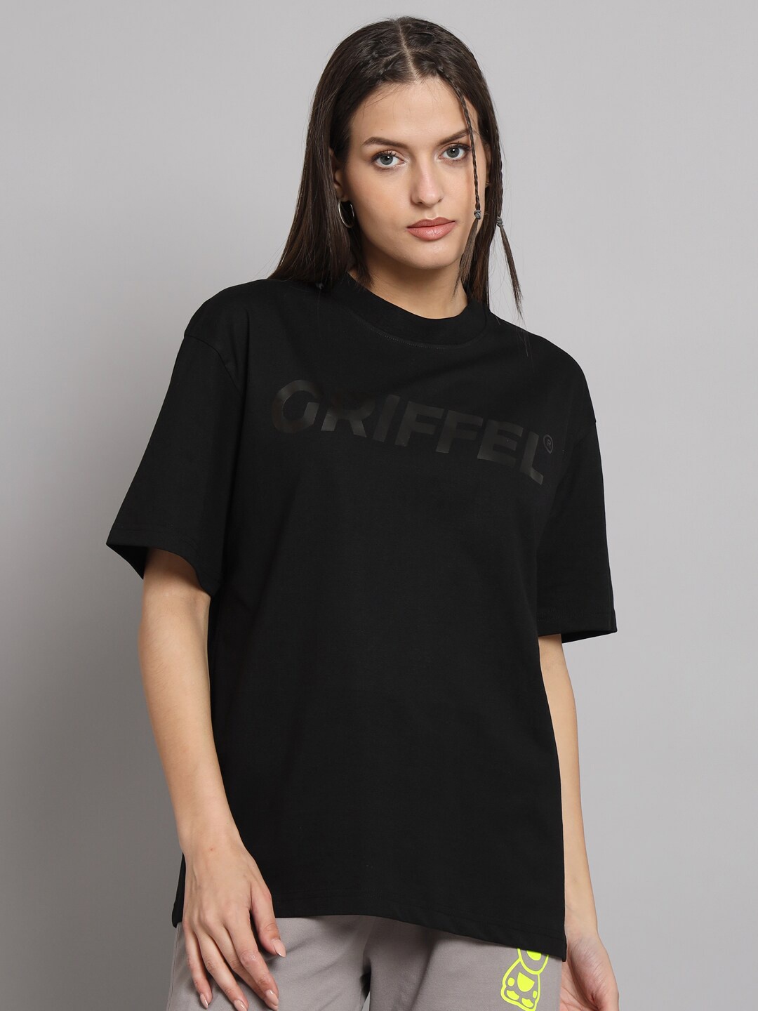 

GRIFFEL Printed Drop-Shoulder Sleeves Oversized Cotton T-shirt, Black