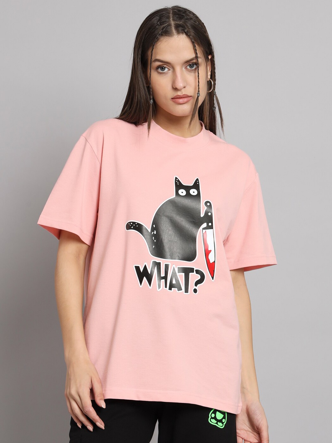 

GRIFFEL Printed Drop-Shoulder Sleeves Oversized Cotton T-shirt, Pink