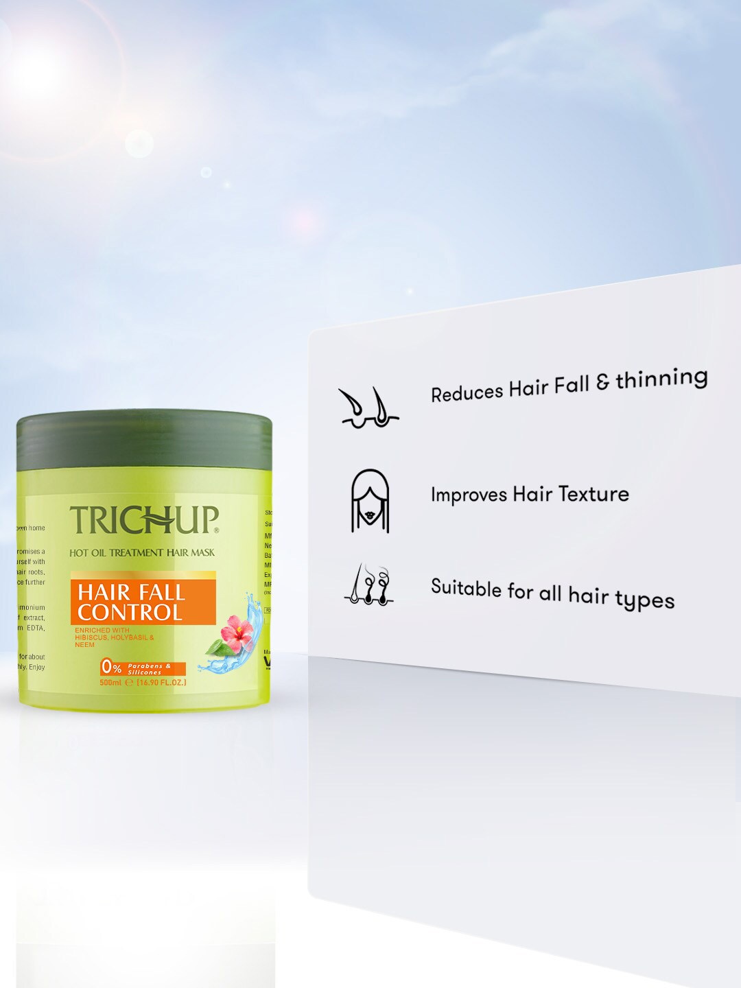 

TRICHUP Hair Fall Control Set Of 3 Oil-200ml - Shampoo-400ml - Hair Mask-500ml, Green