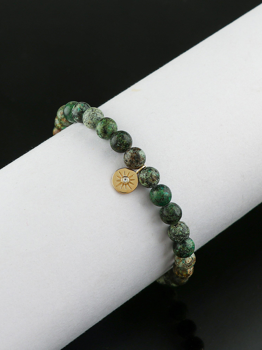 

LA SOULA Unisex 925 Sterling Silver Beaded Rakhi Bracelet, Green