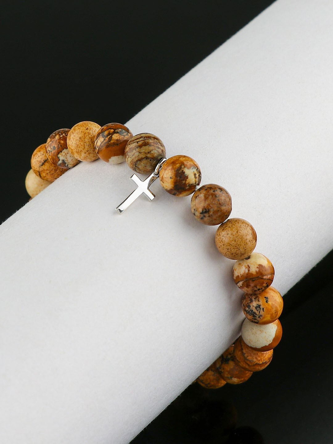 

LA SOULA Unisex 925 Sterling Silver Beaded Rakhi Bracelet, Brown