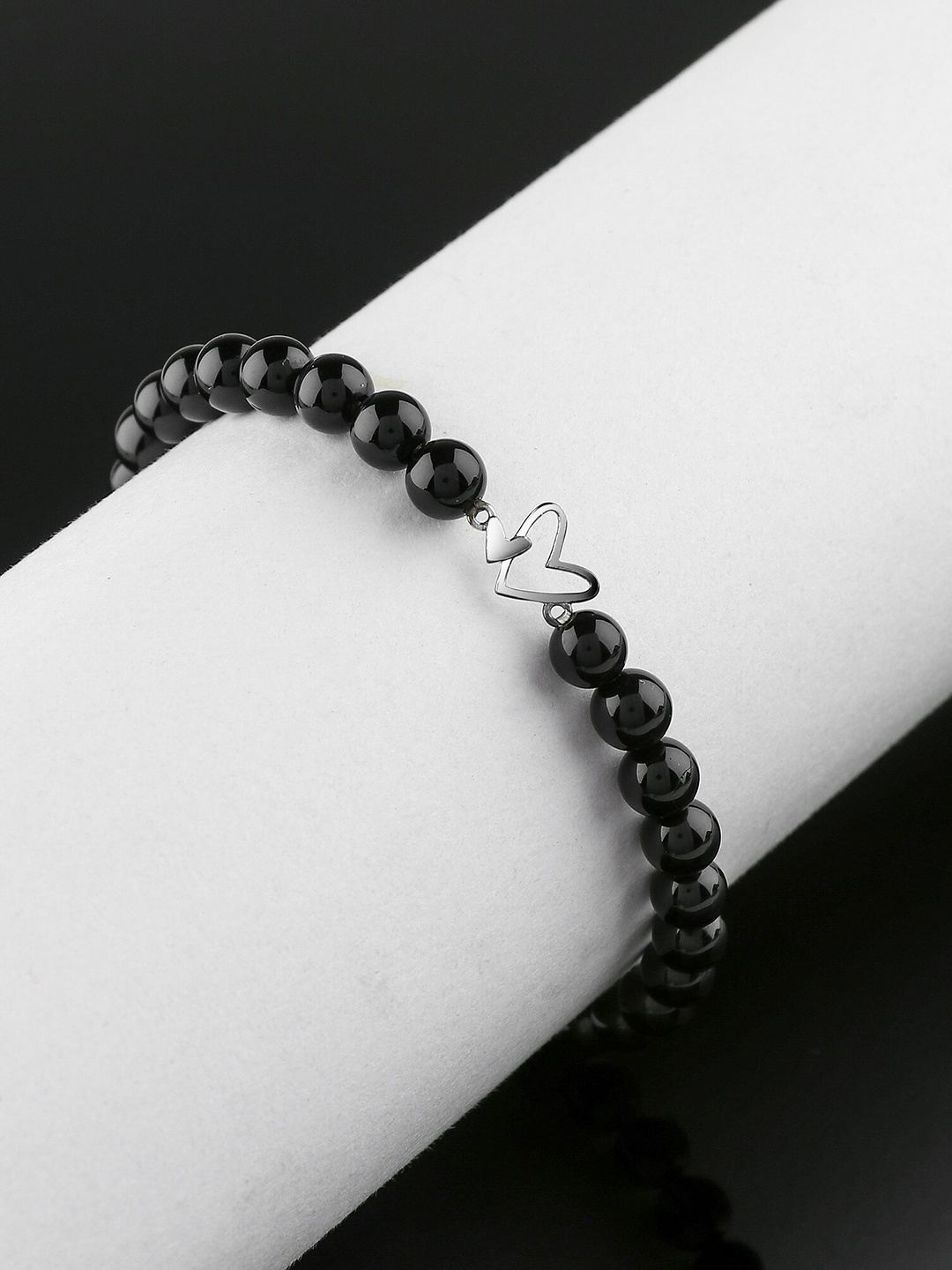 

LA SOULA Unisex 925 Sterling Silver Beaded Rakhi Bracelet, Black