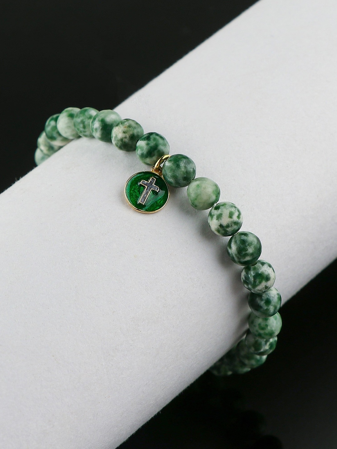 

LA SOULA Unisex 925 Sterling Silver Beaded Rakhi Bracelet, Green
