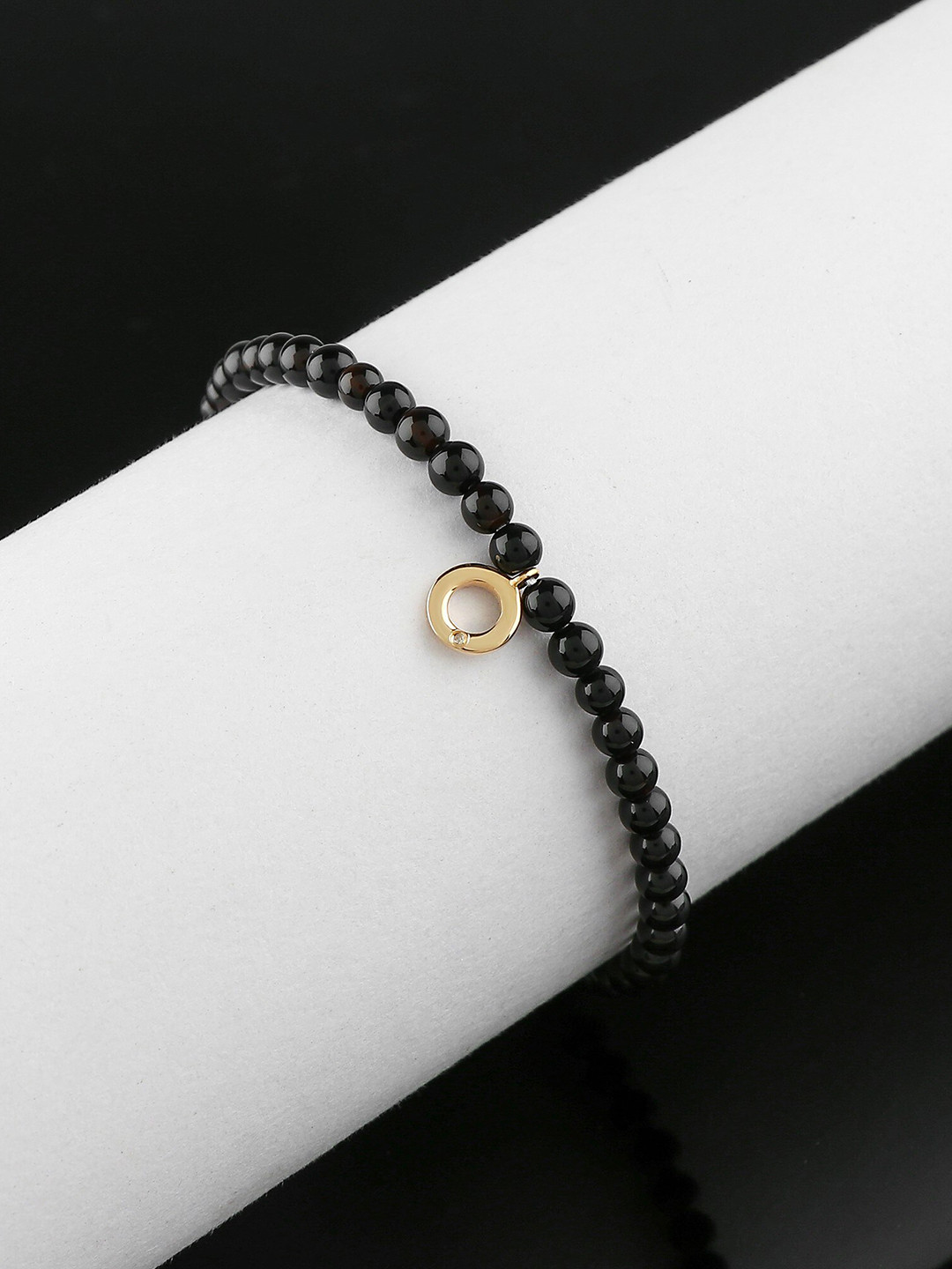 

LA SOULA Unisex 925 Sterling Silver Beaded Rakhi Bracelet, Black