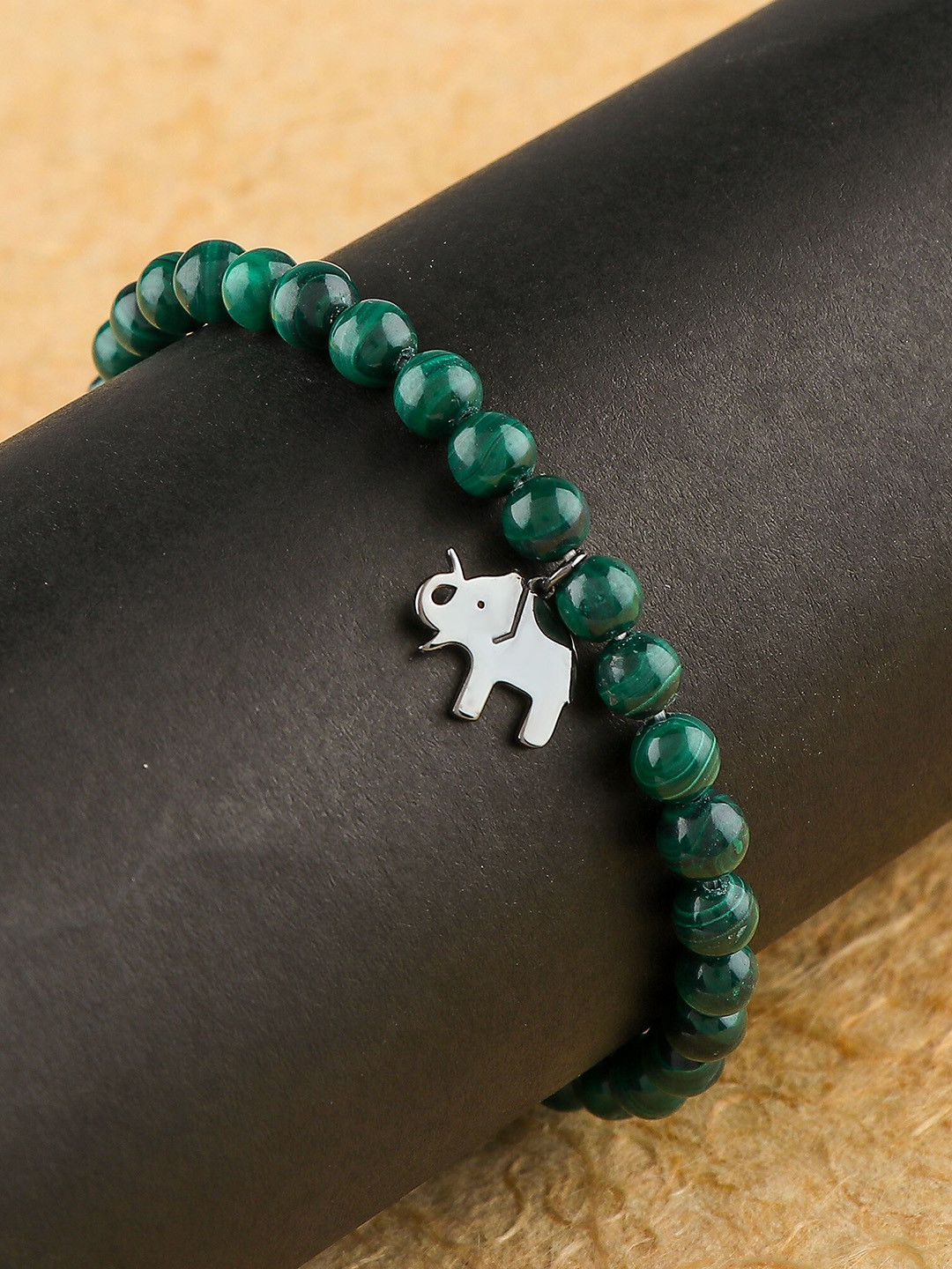 

LA SOULA Unisex 925 Sterling Silver Beaded Rakhi Bracelet, Green