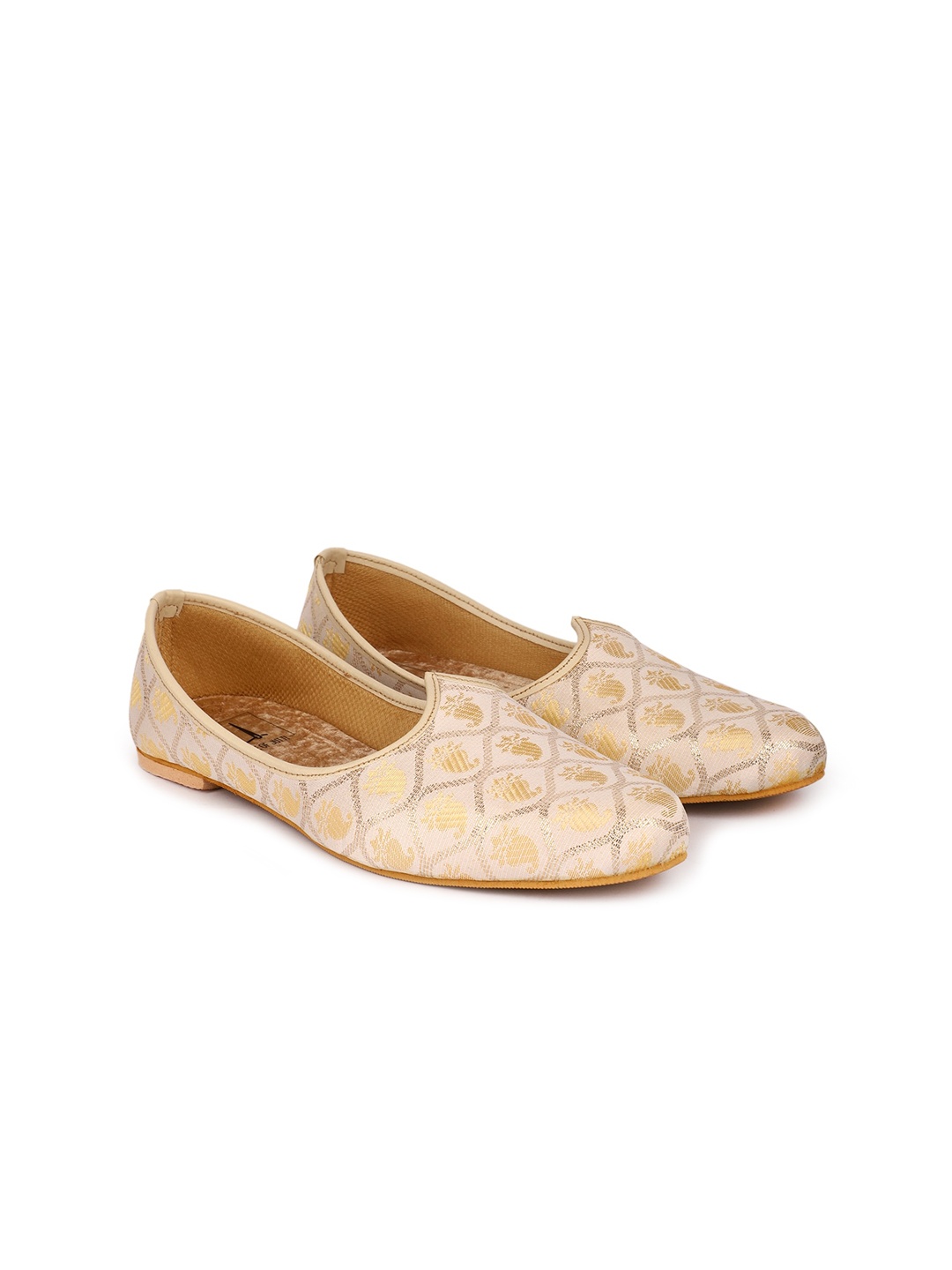 

HOUSE OF JUTTI Men Woven Design Suede Mojaris, White