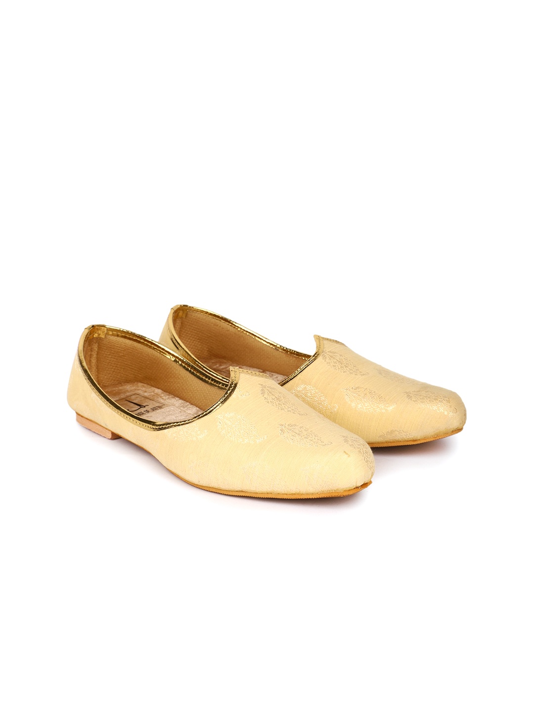 

HOUSE OF JUTTI Men Woven Design Suede Mojaris, Yellow