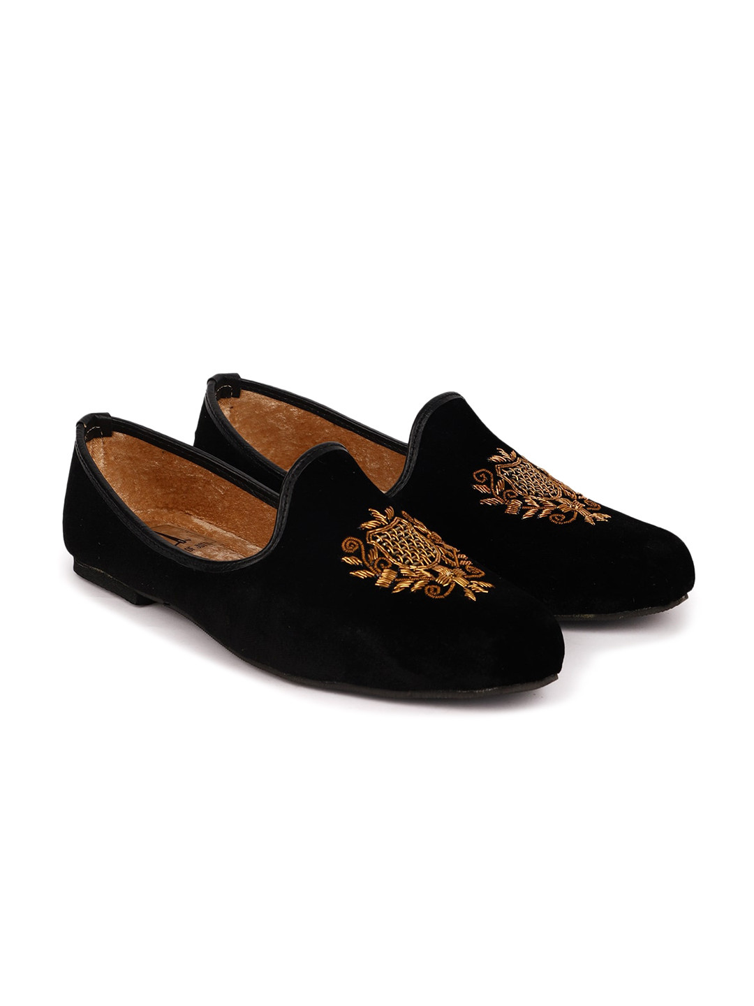 

HOUSE OF JUTTI Men Embellished Velvet Loafers, Black