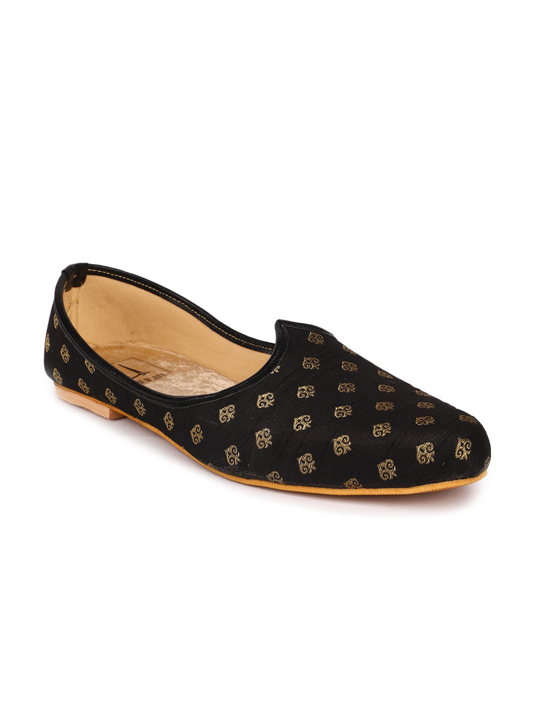 

HOUSE OF JUTTI Men Woven Design Suede Mojaris, Black