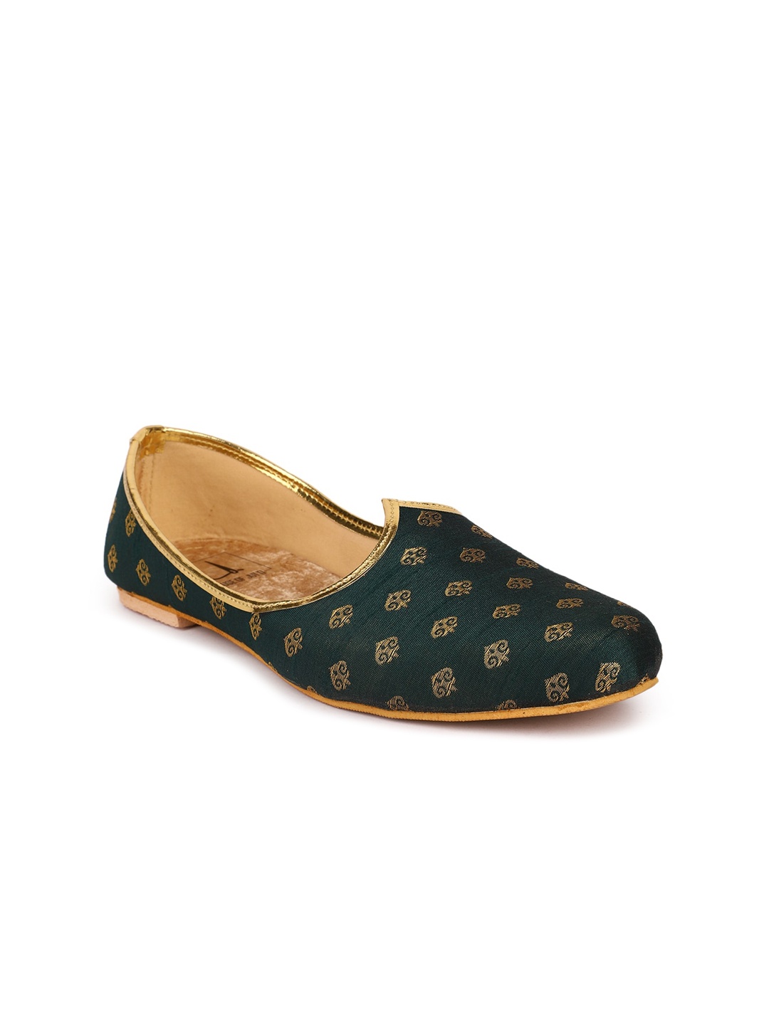 

HOUSE OF JUTTI Men Textured Lightweight Comfort Insole Suede Basics Mojaris, Green