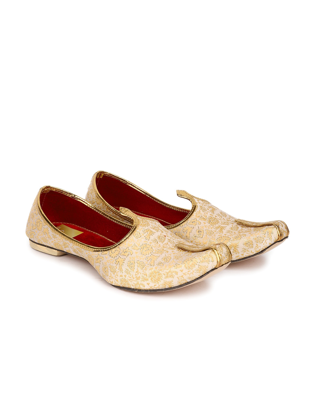 

HOUSE OF JUTTI Men Woven Design Suede Mojaris, Cream