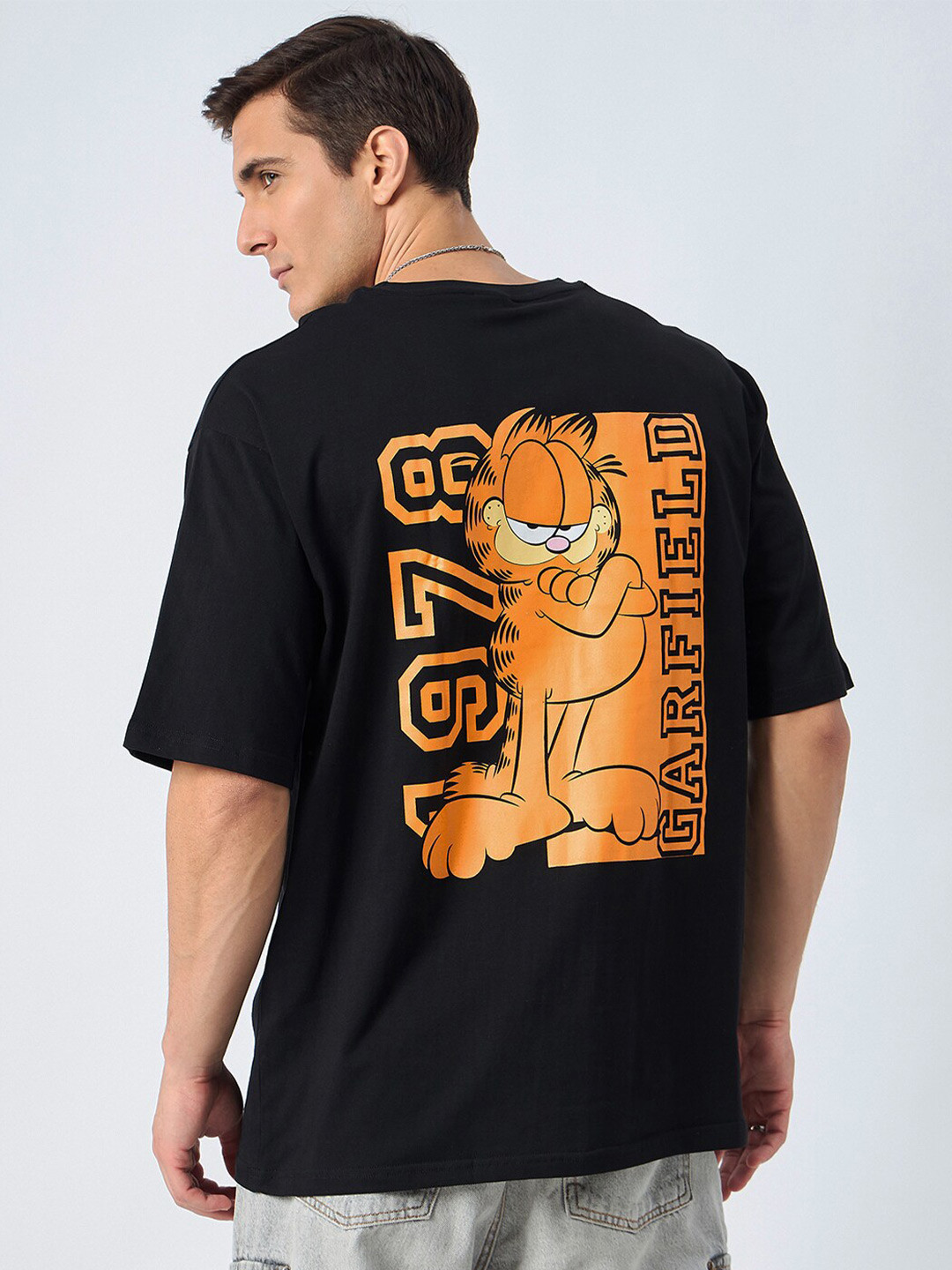 

COLOR CAPITAL Garfield Printed Oversized Cotton T-shirt, Black