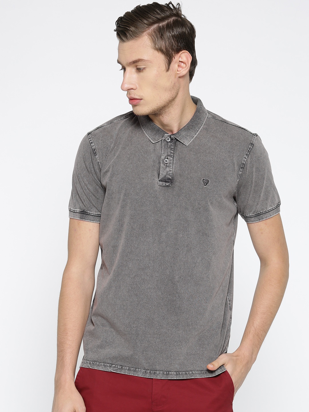 

Allen Solly Sport Men Grey Solid Polo Collar T-shirt