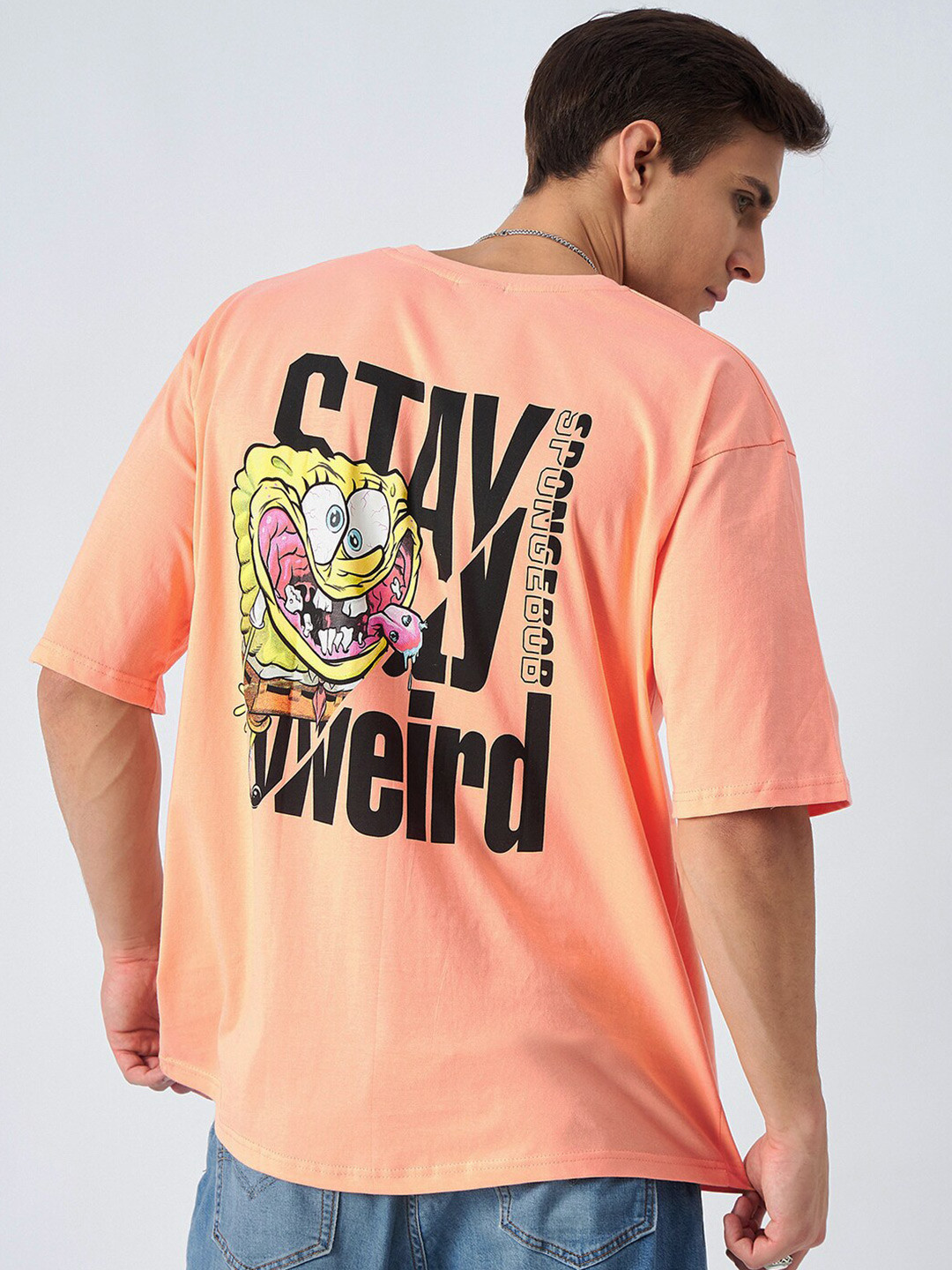 

COLOR CAPITAL Typography Printed Pure Cotton T-shirt, Peach