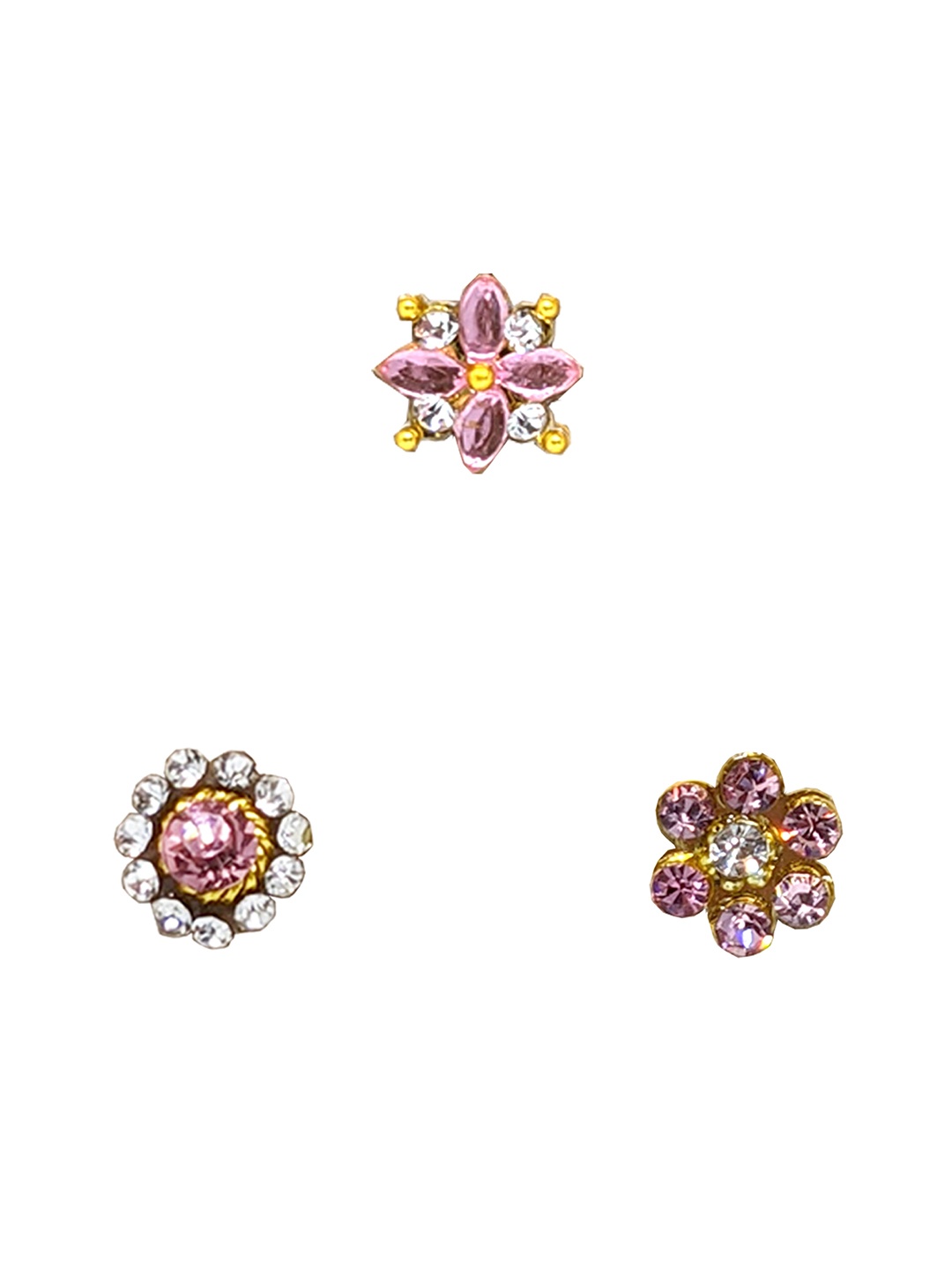 

Comet Busters 3 Pcs Nose Studs Stick On's Self Adhesive Fake Nose Studs Bindis, Pink