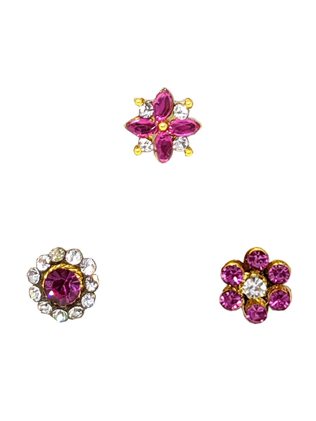 

Comet Busters 3 Pcs Nose Studs Stick On's Self Adhesive Fake Nose Studs Bindi's, Pink