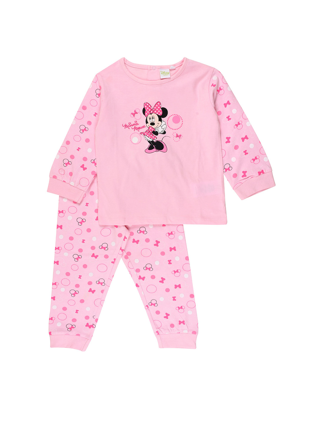 

mothercare Girls Minnie Mouse Printed Pure Cotton T-shirt With Pyjama, Pink
