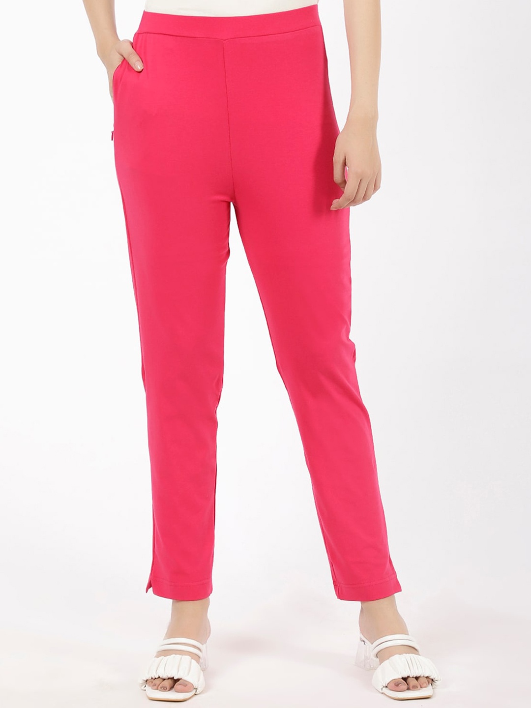 

SPIFFY Women Relaxed Straight Leg Straight Fit Cigarette Trousers, Fuchsia