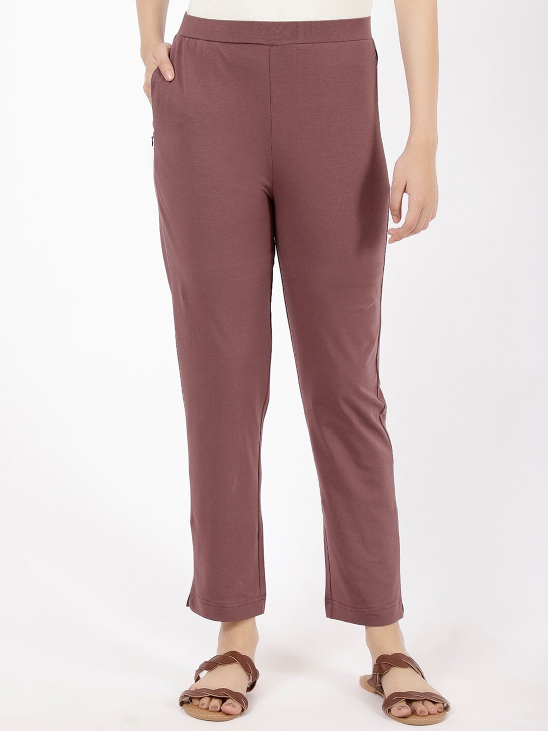 

SPIFFY Women Relaxed Straight Leg Straight Fit Cigarette Trousers, Mauve